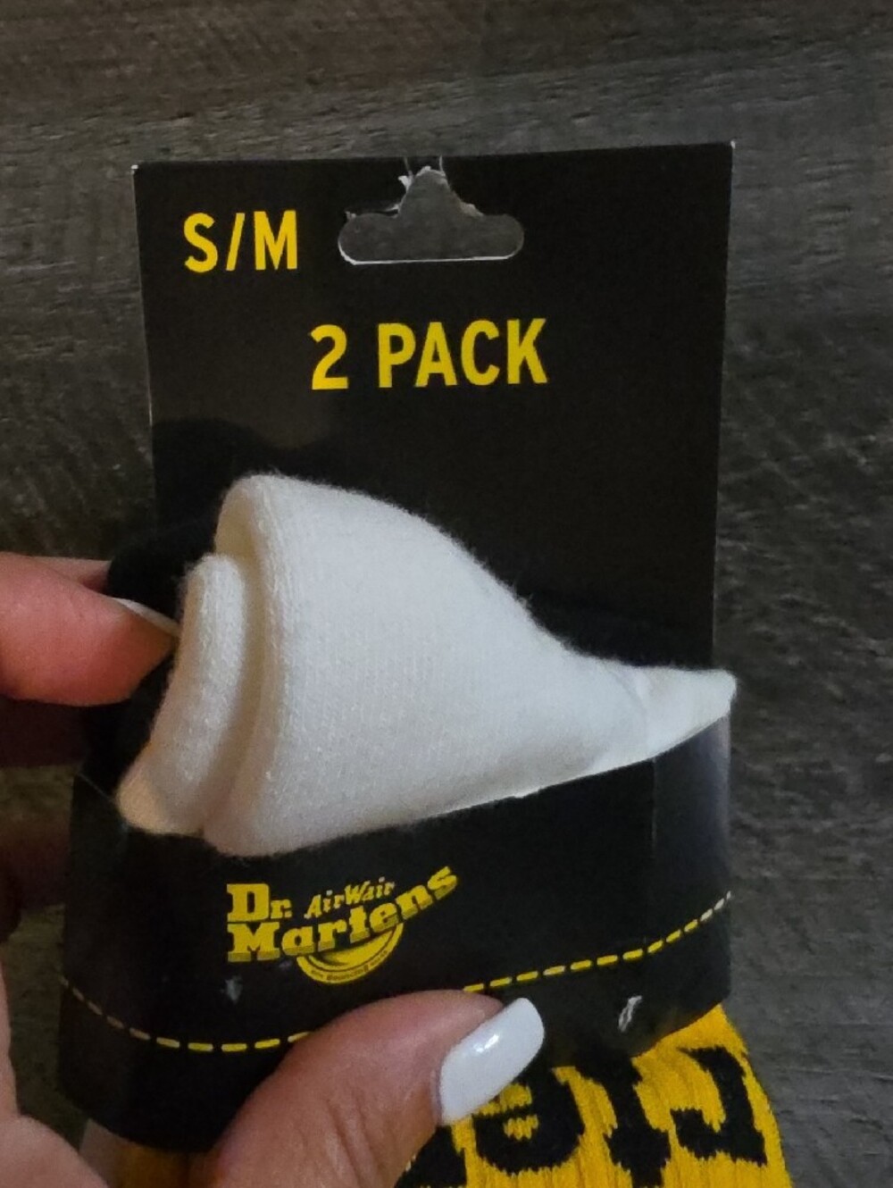 Dr. Martens White & Yellow Logo Crew Socks 2 Pack - Picture 2 of 6
